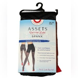 Spanx Assets Red Hot Label Textured Lace Zigzag Tights Black Size 4/D NWT Smooth